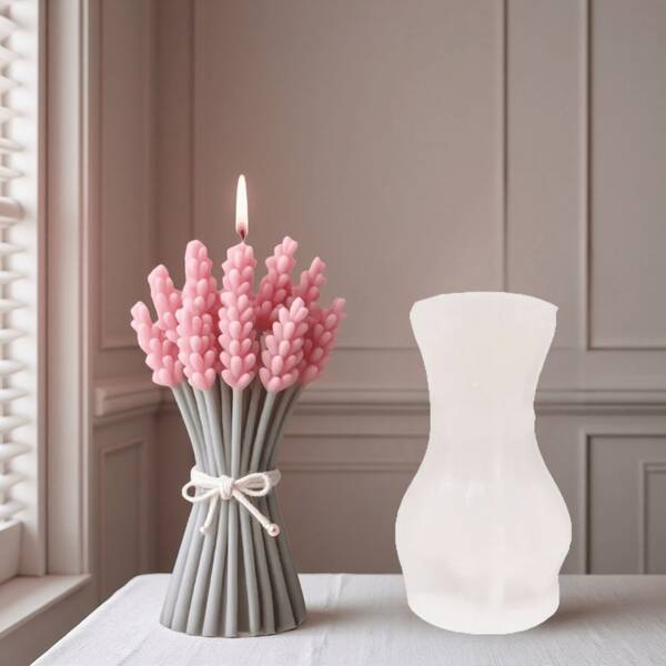 薰衣草花束树脂模具 - 优雅的硅胶蜡烛制作模具，适用于婚礼和圣诞节装饰，易于脱模且可重复使用，适用于DIY环氧树脂、粘土和石膏工艺品 - 家居装饰的完美之选