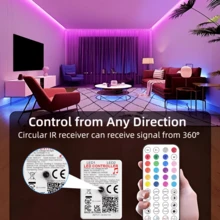 智能 RGB 電視燈飾 LED 燈條，可用 App 與遙控器控制，具音樂同步模式、定時功能與變色效果，適合臥室、客廳、天花板，適合作為節日禮物，用於聖誕派對與婚禮裝飾 - RGB - 查看 8