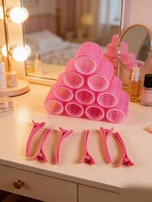 18pcs Large Curling Rods Set, With Clips, Self-Adhesive Curling Rollers Suitable For Long/Medium/Short Hair And Bangs, DIY Curling Tools (Includes 12 Large Curling Rods + 6 Clips), Essential For Back To School, Travel & Vacation, Women Hair Accessories - Multicolor - View 8