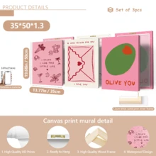 Bộ 3 tranh trang trí phòng ngủ, tranh poster phòng khách, tranh nghệ thuật treo tường thời trang và lãng mạn, tranh trang trí tường màu hồng đẹp mắt, tranh trang trí họa tiết ô liu hồng, trang trí ký túc xá, phù hợp cho trang trí nhà cửa, trang trí phòng ngủ, trang trí phòng khách, trang trí phòng tắm, trang trí tường, tranh treo tường có khung tùy chọn. - A - Xem 14