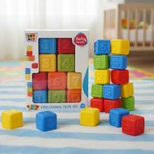 Cubos Coloridos Empilhaveis Educativo Infantil Blocos Colorido - Multicolorido - Visão 1