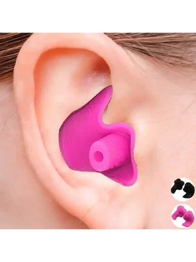 1 par de tapones para los oídos reutilizables de silicona suave a prueba de ruido, tapones para los oídos impermeables para nadar, diseño ergonómico con textura clásica, orejeras insonorizantes para el hogar