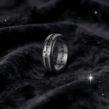 Men's Gothic Punk Cross Spinner Ring, Black Stainless Steel Engraved "Promise You & Myself" Promise Ring, Hip Hop Streetwear Jewelry For Daily Wear - Gun Black - View 1