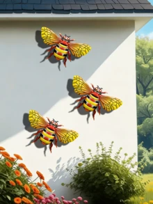 Bộ 3 con ong trang trí tường bằng kim loại, thích hợp cho vườn, sân, ban công, hàng rào, trang trí tiệc, quà tặng Ngày của Mẹ, quà tặng cho bạn bè và gia đình. - A - Xem 9