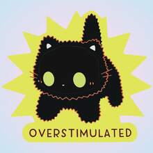 OVERSTIMULATED Yellow Background Kitten & Black Cat Cartoon Stickers, Cute & Expressive Emotion Stickers - Waterproof Vinyl Stickers - Durable Matte Surface, Self-Adhesive Bumper Stickers, Suitable For Cars, Windows, Laptops, Trucks, Water Bottles - Multi-Purpose Durable Design, Car Stickers - one-size - View 2