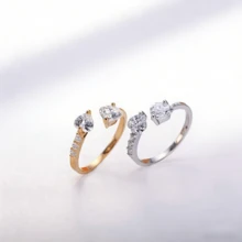New Zirconia Heart-Shaped Ring, Minimalist Personalized Elegant Open Ring, Fashionable Luxury Feeling - Multicolor - View 4