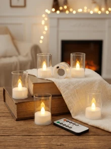 6/12/24pcs Lilin Teh Mini LED Tanpa Api, Lilin Kecil Tanpa Api dengan Timer, Lilin Teh LED, Lilin Teh Elektronik Berkedip, Lilin Bertenaga Baterai dengan Timer Kontrol Jarak Jauh, Cocok untuk Rumah, Hiasan Meja Pernikahan, Natal, Dekorasi Meja Makan - transparan - View 7