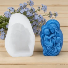 1PC Religious Jesus Virgin Mary Silicone Candle Molds - Holy Family Jesus Nativity Angel Cherub Christian Catholic DIY Candle Making Moulds For Home Church Decor Gifts - A-White - View 4