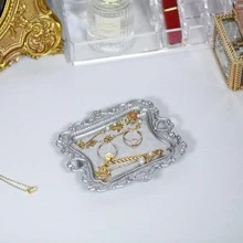 复古金色小首饰托盘，乡村风格戒指碟，仿古黄铜耳环、项链托盘，可爱小巧装饰碟，家居装饰礼品，迷你首饰展示架，女士礼物，返校礼物 - 彩色 - 查看 4
