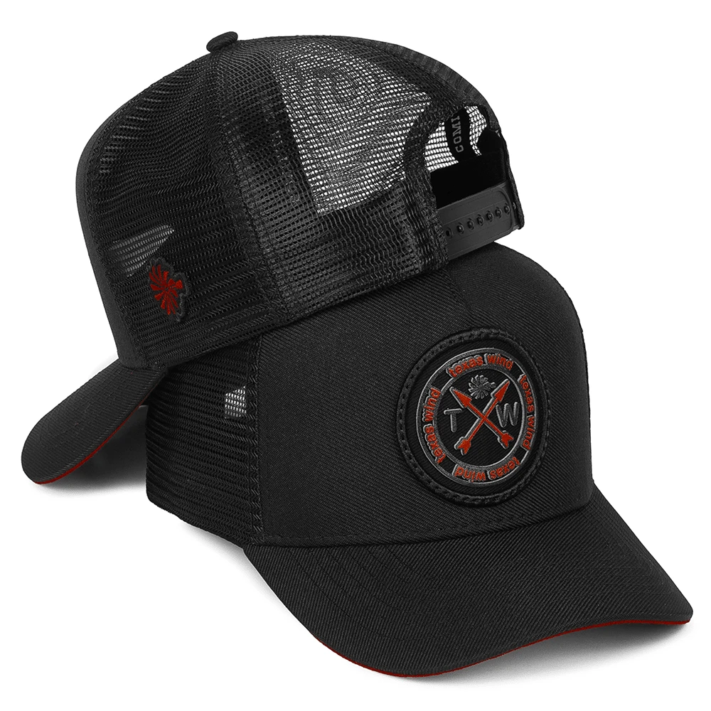 Texas Wind Country Trucker Cap With Curved Brim And Mesh Detail - 紅色 - 查看 1