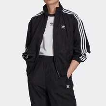 Áo khoác thể thao cổ đứng phong cách retro adidas Originals Adicolor Classics Trefoil phối màu sọc, khóa kéo, logo, kiểu Nhật Bản, mùa thu, dành cho nữ, màu đen. - màu đen - Xem 2
