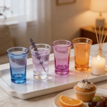 4 Peças Conjunto de Copos de Dose de Acrílico Transparente Multicolorido, Incluindo Roxo, Amarelo, Azul, Transparente - Copos de Uísque e Tequila de 1 oz, Copos de Dose Reutilizáveis Inquebrável de Bottom Grosso para Vodka, Destilados, Coquetéis, Até Mesmo Espresso, Adequado para Festa, Casamento, Aniversário, Inauguração, Aposentadoria, Aniversário, Carnaval, Eventos de Feriado - Visão 9