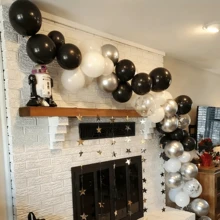 50pcs Black & White Latex Balloons Set, Includes 10-Inch Metallic Balloons, No Power Needed, Suitable For Birthday, Anniversary, Graduation, Party And Various Celebrations - Mixed a - View 4