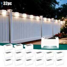 RXTIUX  16 Pack Solar Deck Lights Outdoor, IP44 Waterproof Solar Fence Lights, LED Garden Step Lights Auto On/Off For Fence, Yard, Patio, Stairs, Railing, Wall Landscape Lighting   700mAh Battery. - 32PC White High Brightness LED - View 2