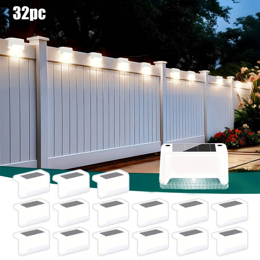 RXTIUX  16 Pack Solar Deck Lights Outdoor, IP44 Waterproof Solar Fence Lights, LED Garden Step Lights Auto On/Off For Fence, Yard, Patio, Stairs, Railing, Wall Landscape Lighting   700mAh Battery.