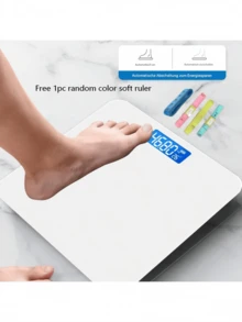 1件装 ScaleSE 女士电子浴室秤，浴室秤，最大称重 396 磅/180 公斤，LED 背光显示屏，钢化玻璃电子秤，数字体重秤，精准称重，使用 AAA 电池供电（不含电池），适用于家庭、健身房、户外，是家庭和宿舍的理想之选，四季皆宜，是绝佳的圣诞礼物 - 白色+三圍尺 - 查看 4