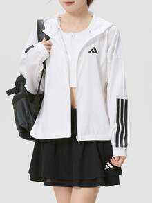 Adidas Hyperglam WINDBREAKER Clima365 Sport Zipper Loose Fit Hooded Long Sleeve Jacket For Women - White - View 1