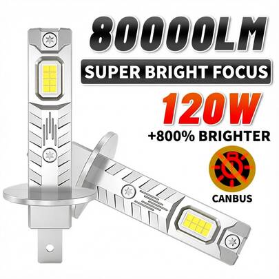 HYNBYZJ 2 Stück H1 H4 H7 LED Scheinwerferlampen 80.000LM super hell kabellos 1:1 Mini Größe Scheinwerfer Automobil Dioden Lampe Plug and Play H1 LED Licht 12V