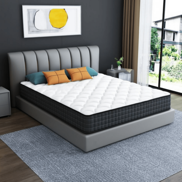 Lalulu colchones para cama matrimonial,colchon matrimoniales Blanco y negro en caja,colchon de espuma con memoria,inhibe el crecimiento de bacterias,refrigeración y transpirabilidad,muelle silencioso enbolsillos individuales,Certificado por Oeko-Tex de la Unión Europea,muebles para cuarto colchón matrimonial,colchon de espuma