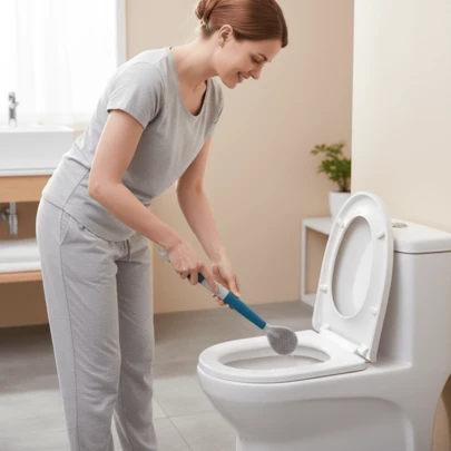 1 pièce Brosse de toilette en silicone multicolore avec liquide, nouvelle conception de brosse de nettoyage pour la salle de bain, sans angle mort, désinfection puissante, sans statique, sans cheveux collants, recharge de liquide, nettoie les coins et les fissures