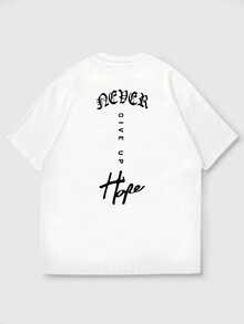 Áo thun ngắn tay nam GRDR phong cách tối giản với khẩu hiệu tiếng Anh "Never Give Up" (Không bao giờ bỏ cuộc). - trắng - Xem 3