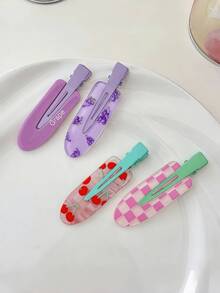 Set de 6 pinzas para el cabello de mujer de colores de dopamina de verano con frutas, de colores aleatorios, sin costuras, se pueden usar para sujetar el flequillo, las patillas, agregando elementos personalizados a tu peinado, adecuado para uso diario, maquillaje, fotografía y transporte, diseño de moda, elegante y minimalista. Pinzas para el cabello de unicolor, material de plástico. Ya sea un día casual, una fiesta, el transporte, las vacaciones, el peinado de verano u otras ocasiones, esta pinza para el cabello es tu opción ideal. Es adecuado para varios accesorios para el cabello, herramientas para el cabello, accesorios para rizar, otoño, accesorios para mujeres, productos para el cuidado del cabello, etc. - Multicolor - Ver 4