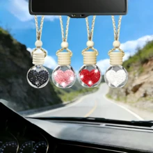 闪耀水晶心形车载香薰 | 可填充、可重复使用，无香型，优雅车载香薰装饰，女士必备，完美节日礼物，时尚闪耀车载香薰装饰，浪漫心形香氛瓶 - 多色 - 查看 8