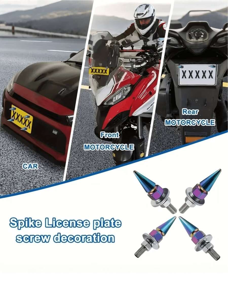 Bộ 4 ốc vít gắn khung biển số xe đa năng, phù hợp với hầu hết các loại xe hơi, xe tải và xe máy.