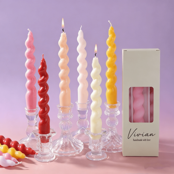 Vela de tallo largo de 25 cm, decoración de mesa de ambiente de hotel, vela perfumada sin humo de estilo europeo romántico