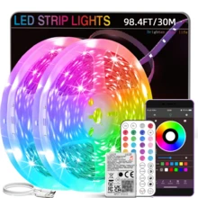 智能 RGB 電視燈飾 LED 燈條，可用 App 與遙控器控制，具音樂同步模式、定時功能與變色效果，適合臥室、客廳、天花板，適合作為節日禮物，用於聖誕派對與婚禮裝飾 - RGB - 查看 10