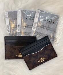 Coach Slim Id Card Case Short Card Holder Wallet In Signature Canvas Mini Wallet Purses And Bags Women Bag,2026 Mother's Day Gift For Mom,Gift For Her Sister Wife Girlfriend - Đen 1 - Xem 2