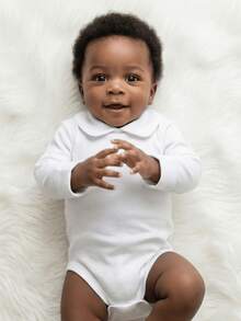 Pure & Posh Baby Boy's Long Sleeve 100% Cotton Bodysuit - 白色 - 查看 1