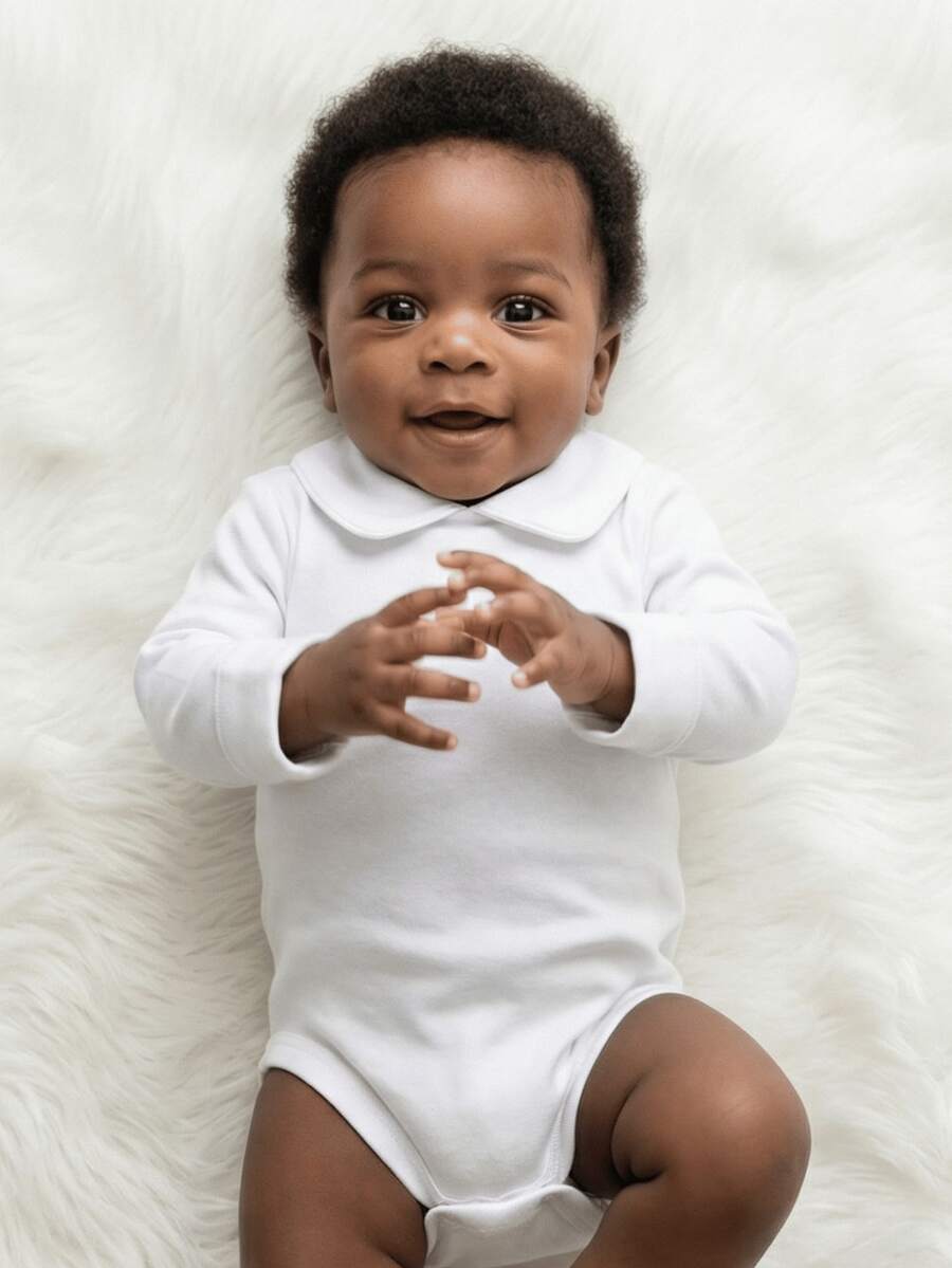 Pure & Posh Baby Boy's Long Sleeve 100% Cotton Bodysuit - 白色 - 查看 1