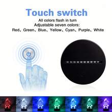 1 pieza Luz de noche de moda 3D, alimentada por USB, multicolor cambiante, lámpara de decoración de escritorio, iluminación de dormitorio, regalo de cumpleaños, regalo festivo, lámpara de mesita de noche - Multicolor - Ver 3