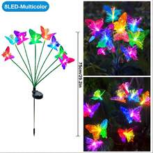 8LED Solar Butterfly Fiber Optic Lamp For Courtyard Garden Decoration, Lawn Light Swaying In The Wind, Warm And Romantic,Used For Routes, Gardens, Courtyards, Parties, Weddings, Festivals, Christmas Decorations, Solar Flooring, Lawn Lights, Halloween Decorative Lights - Nhiều màu - Xem 2