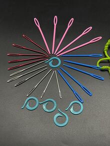 Bộ 26 món gồm kim may, kim khâu nỉ, kim thêu, kim vá và kim móc, dụng cụ đan móc thủ công DIY kèm thước đo độ dày kim. - Bộ kim khâu tay - Xem 5