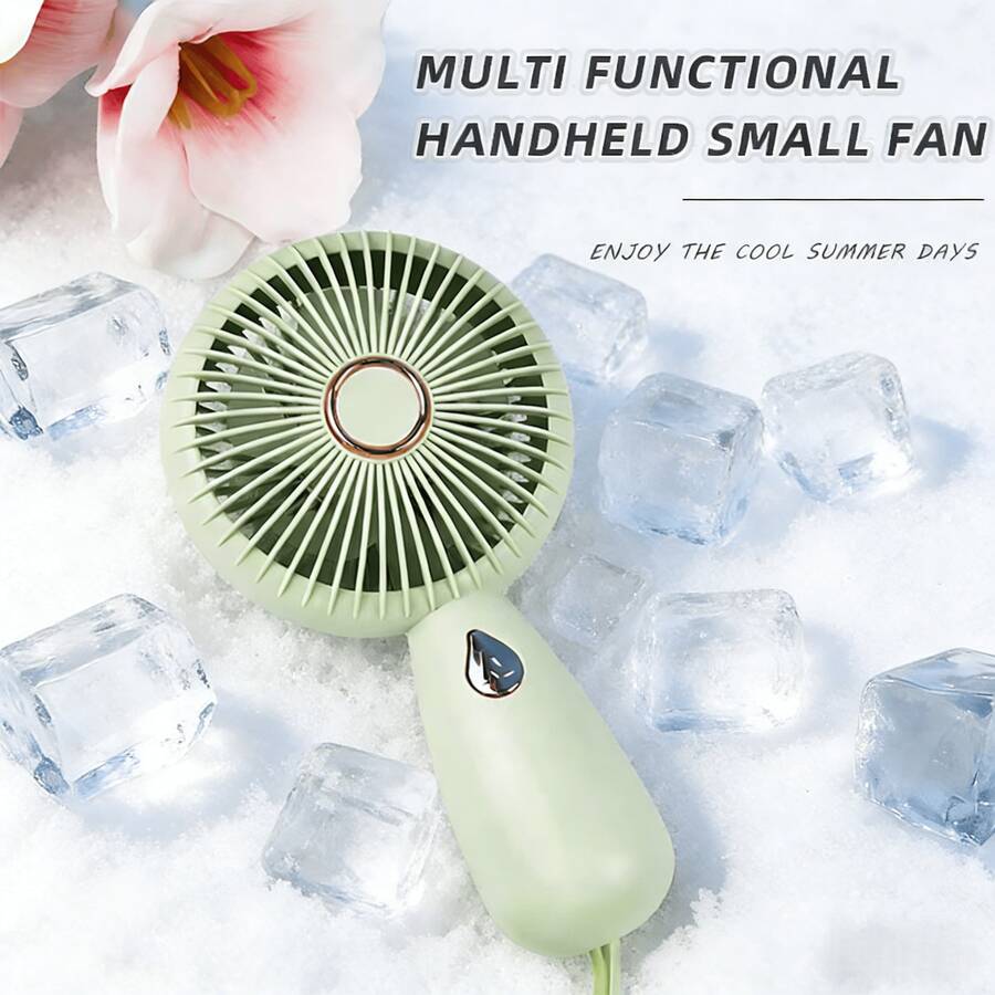 Portable Handheld Mini USB Rechargeable Fan With Night Light, Quiet High-Speed Cooling For Dorm & Outdoor Use - Handheld - View 1