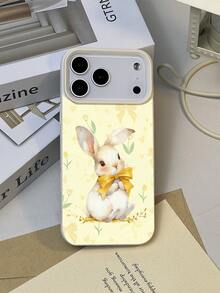 1pc Soft & Cute Yellow Bow Rabbit Pattern Litchi Texture Anti-Drop Anti-Slip Soft Phone Case, Compatible With Apple. Phones - Multicolor - View 2