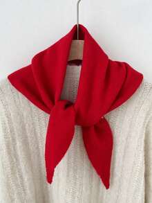 1pc Solid Color Knitted Triangular Scarf, Women Headscarf Shawl Wrap, Warm Autumn/Winter Accessory - Multicolor - View 14