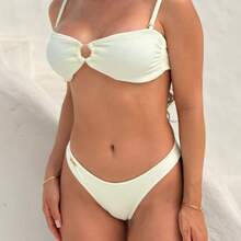 Women's Bikini Top With Removable Straps And High-Cut Bottom - Lise Beachwear, Sexy, Comfortable Summer Style - 白色 - 查看 1