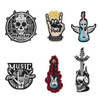 6片嬉皮朋克摇滚卡通情侣酷炫熨烫或缝纫贴片，带魔术贴，适用于服装、包包和帽子装饰