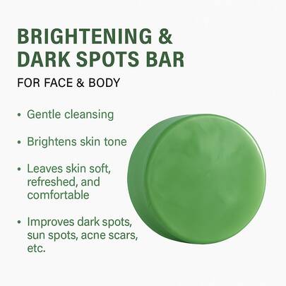 【提亮肤色，平衡肌肤，焕发光彩】甘醇酸亮肤皂，针对暗沉、色斑和肤色不均，改善痘印，舒缓洁面皂，适用于面部和身体