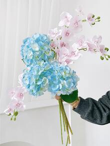 Conjunto de 6 flores artificiais de hortênsia e orquídea, ideais para decoração de parede, sala de estar, quarto, casamentos, festas, mesas, escritórios, jardins e áreas externas. Perfeitas para primavera, verão, outono e inverno. - Multicolorido - Ver 7