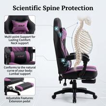 Adjustable Gaming Chair, Comfortable & Soft Office Chair With Headrest And Lumbar Support, Suitable For Work, Rest And Leisure - Purple - View 3
