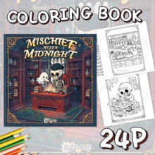 午夜恶作剧：可爱又惊悚的涂色书，大胆简约，极简主义大尺寸设计，助您放松身心，成人放松涂色书，24页单面手绘，极简图案设计，易于涂色，享受涂色的乐趣和成就感，送给朋友、家人或爱人的贴心礼物，适合节日、生日或任何特殊场合，也是返校文具用品。 - 午夜惡作劇 - 查看 3