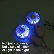 Portable Handheld Mini USB Rechargeable Fan With Night Light, Quiet High-Speed Cooling For Dorm & Outdoor Use - Handheld - View 3