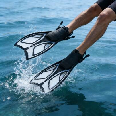 Ensemble d'ailes de plongée à bout ouvert réglable, convenant à tous, détachable, réglable, à manches longues, avec des ailes de natation en caoutchouc antidérapant avec une poussée puissante, ailes de plongée légères pour hommes et femmes adultes, ailes courtes de taille de voyage