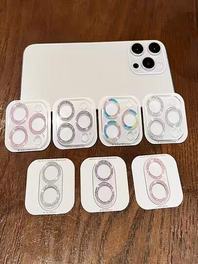Cute Tempered Glass Camera Lens Protector 1pc Cute Shiny Lens Protector Compatible With IPhone 17, 17 Pro, 17 Pro Max, 14, 13, 15, 16 Plus And 16E, Made Of Tempered Glass With Dual-Layer Clear HD Camera Glass Protector, Smooth Shiny Surface With Iridescent Effect, Shiny Glitter Diamond Camera Lens Protector, Spring Easter Gift Birthday Party
