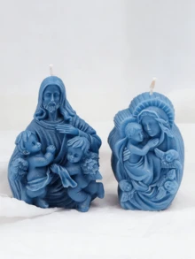 1PC Religious Jesus Virgin Mary Silicone Candle Molds - Holy Family Jesus Nativity Angel Cherub Christian Catholic DIY Candle Making Moulds For Home Church Decor Gifts - A-White - View 2