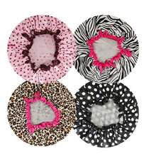 1 pieza Gorro de ducha con estampado de lazo de doble capa engrosado para mujeres, gorro de baño impermeable para el cuidado del cabello, gorro de maquillaje, gorro para dormir, gorro anti-aceite para la cocina, gorro de baño para el hogar - versión gruesa - Ver 1